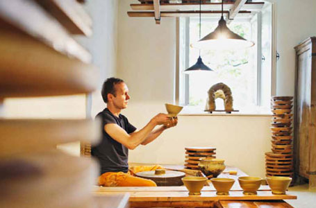 Matthias Kaiser Throwing on the Wheel in his studio