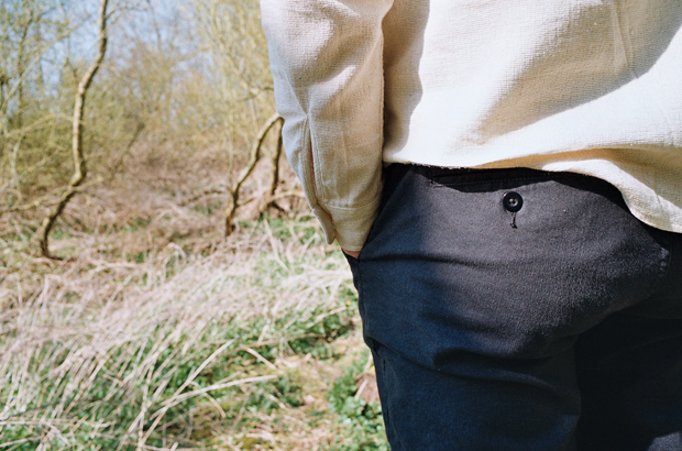 Leno Weave Work Shirt in Natural and Japanese Twill Smart Chino Trouser in Ink
