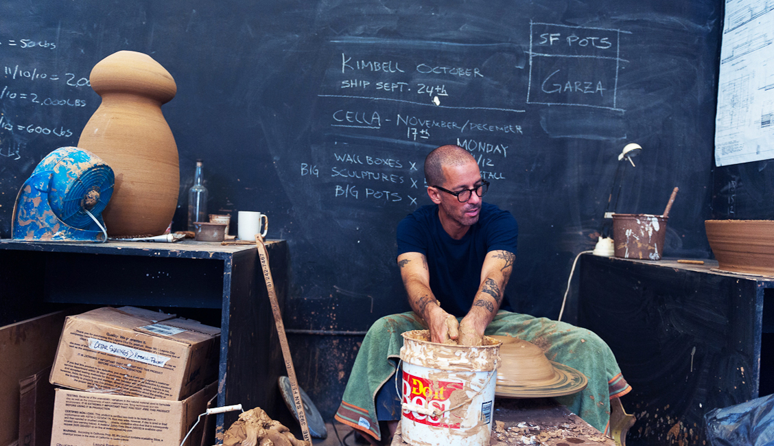 Adam Silverman at his studio in Los Angeles