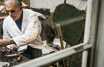 Carl Auböck IV at his studio in Vienna, Austria.