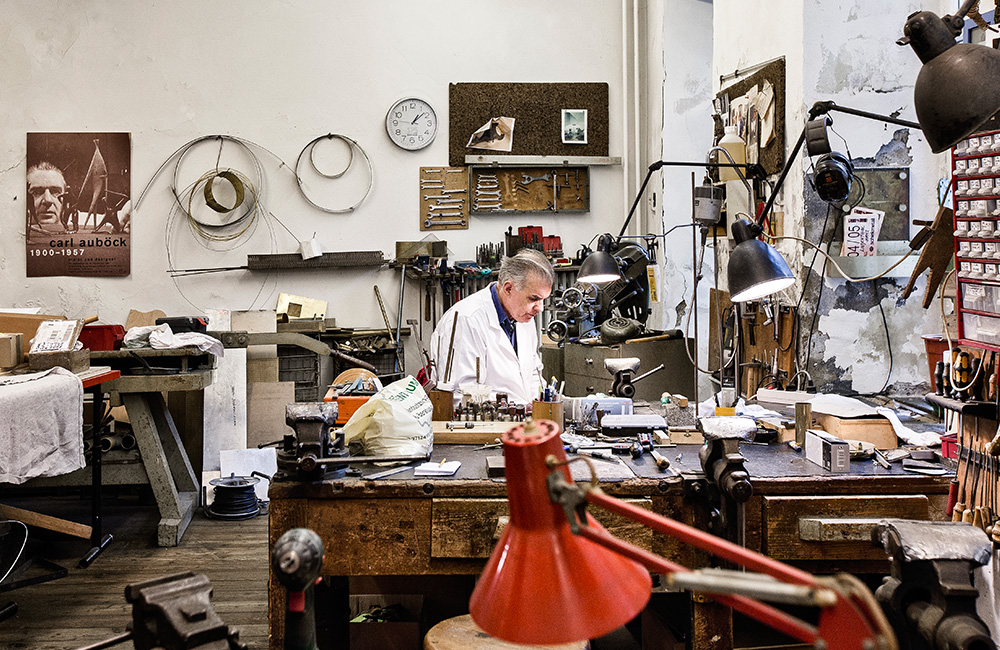 Carl Aubock IV at his studio in Vienna, Austria.