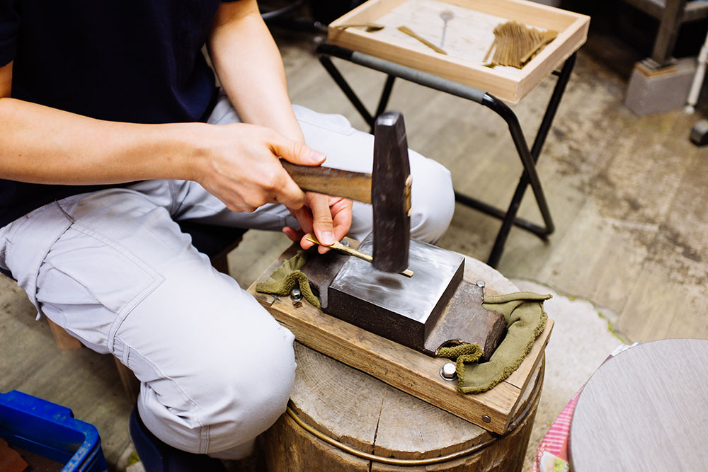 Rieko Fujimoto crafting at her workshop in Neyagawa, Osaka, Japan.