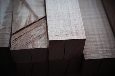 A selection of lumber in Hiroyuki Sugawara's studio