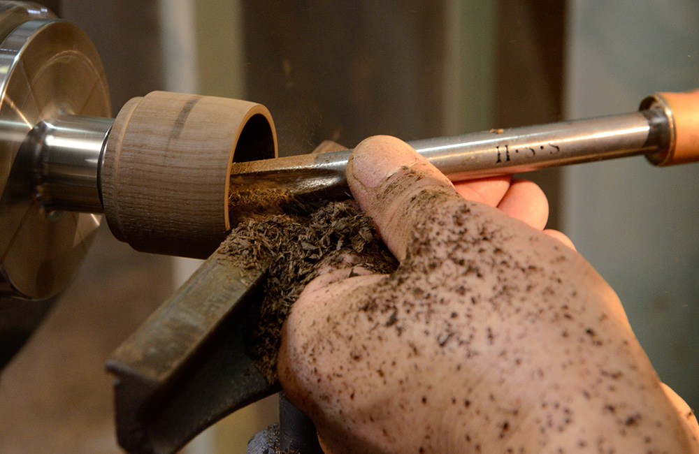 Yusuke has made the main shape for the scoop of the spoon, this will then be sanded and perfected by hand.